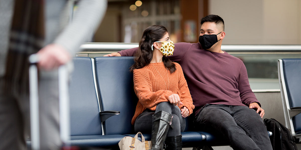 Colorado Springs Airport couple with masks