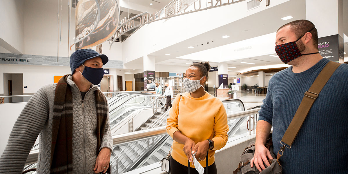 Colorado Springs Airport people with masks