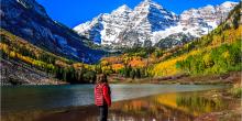 women at marron bells in the fall