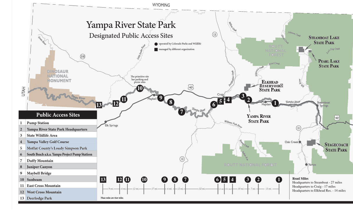Yampa River State Park map
